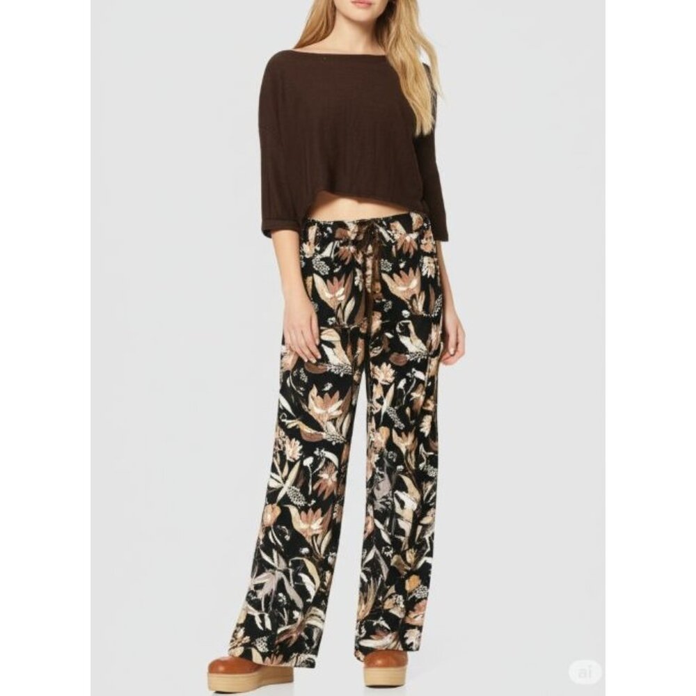 Joie Womens Linen Flowh Boho Artsey Floral Drawstring Pants L - Picture 5 of 13